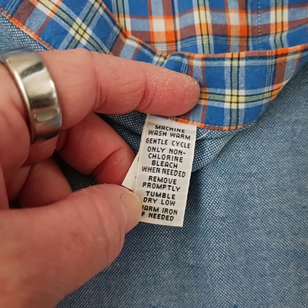 Ralph Lauren Mens XXL Blue Orange Plaid Cotton Long Sleeve Button Down Shirt - Picture 5 of 7